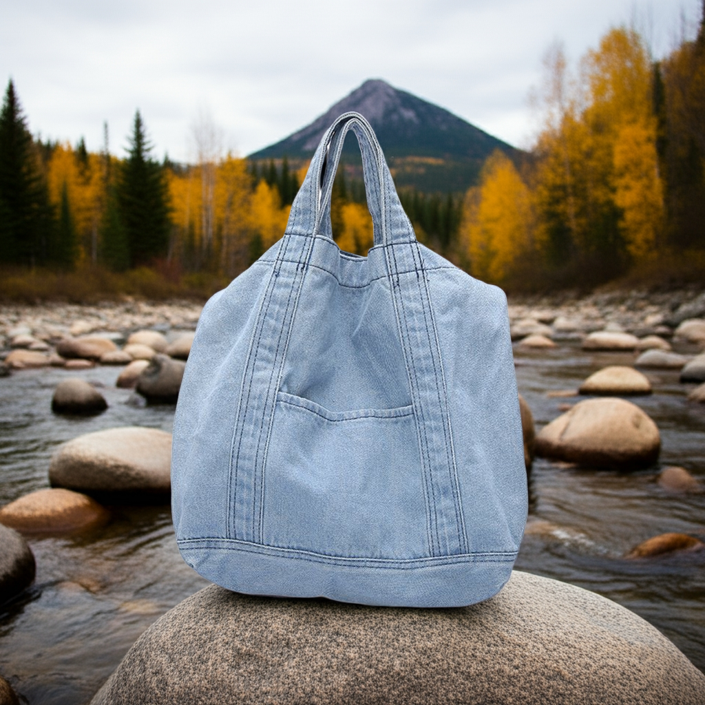 DenimPro™ Extra-Large Canvas & Denim Tote – High-Capacity Everyday Bag