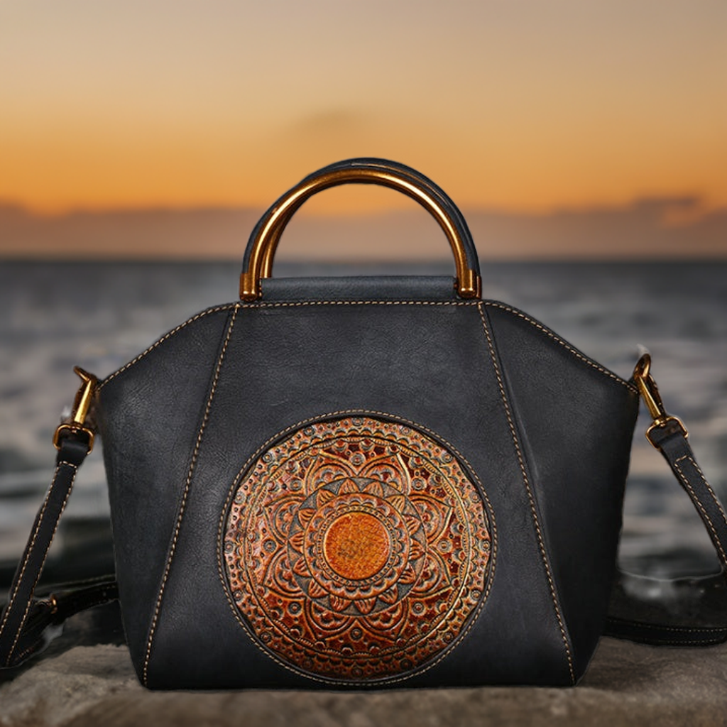 ArtisanCraft™ Genuine Embossed Leather Top Handle Bag