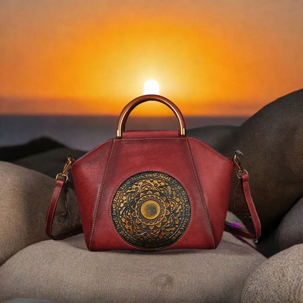 ArtisanCraft™ Genuine Embossed Leather Top Handle Bag
