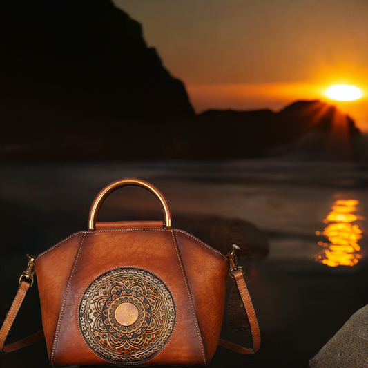 ArtisanCraft™ Genuine Embossed Leather Top Handle Bag